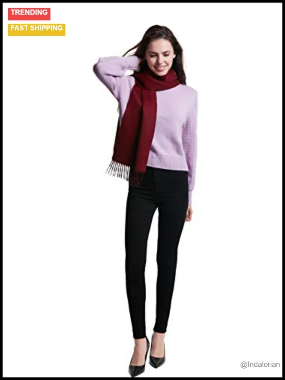 100% Cashmere Fringed Winter Scarf Wrap